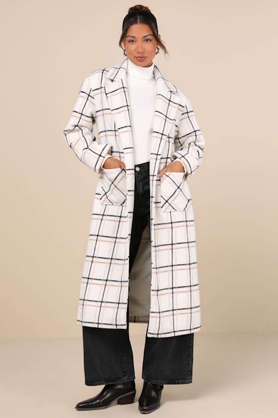 Warm Front Ivory Plaid Coat