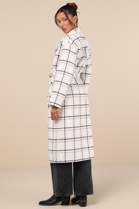 Warm Front Ivory Plaid Coat