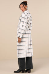 Warm Front Ivory Plaid Coat