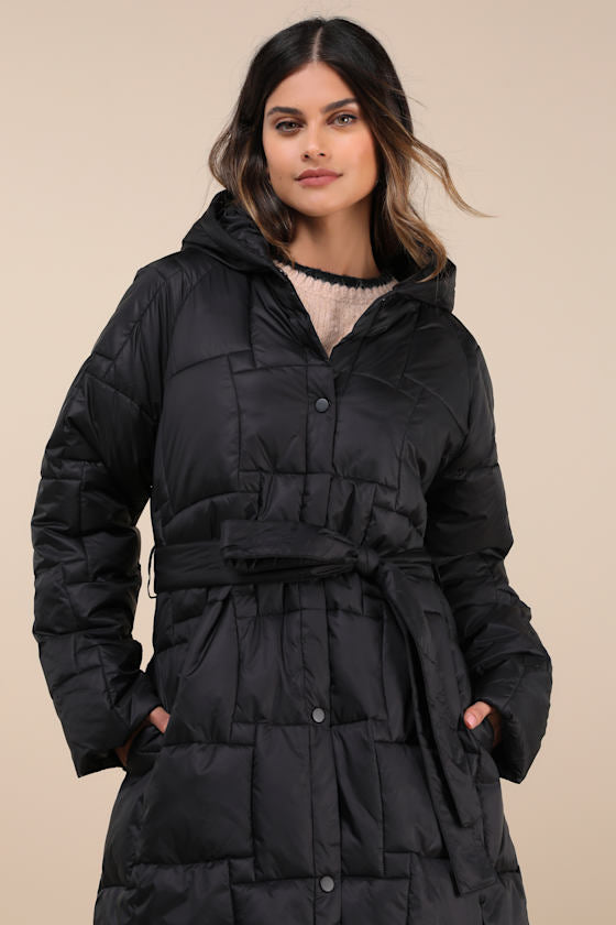 Ophelia Black Quilted Puffer Coat