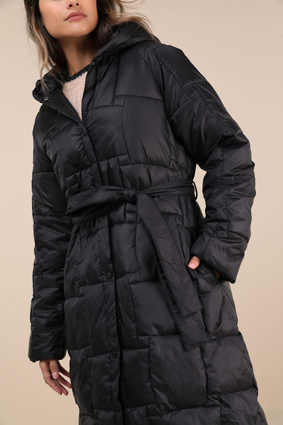 Ophelia Black Quilted Puffer Coat