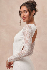 Emmersyn White Lace Backless Maxi Dress