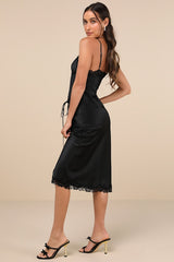 Incredibly Enchanting Black Two-Piece Slip Dress and Corset Set