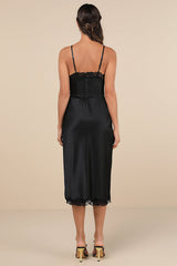Incredibly Enchanting Black Two-Piece Slip Dress and Corset Set