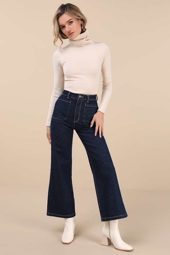 Perfected Comfort Beige Turtleneck Sweater Top