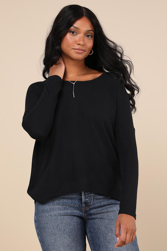 Zip to My Lou Black Sweater Top