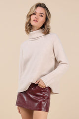 Excellent Mood Burgundy Croc-Embossed Vegan Leather Mini Skirt