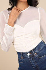 Majorly Composed Ivory Long Sleeve Top