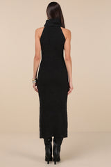 Savanah Black Turtleneck Midi Sweater Dress