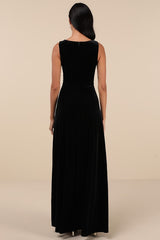 Beautiful Night Black Velvet Sleeveless Maxi Dress