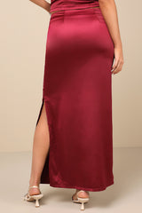 Priscilla Burgundy Satin Maxi Skirt