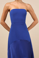 Compelling Style Royal Blue Strapless A-Line Maxi Dress