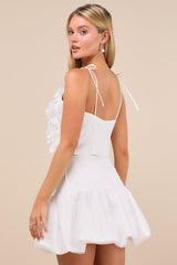 Angelic Perception White Taffeta Bubble-Hem Mini Skirt