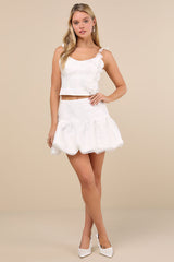 Angelic Perception White Taffeta Bubble-Hem Mini Skirt