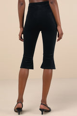 Captivating Poise Black Velvet High-Rise Capri Pants