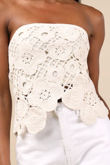 Envied Attitude Beige Crochet Strapless Crop Top