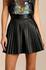 Better Luck Next Time Black Vegan Leather Pleated Mini Skirt