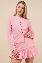 Polly Pink Striped Mini Bubble Skirt