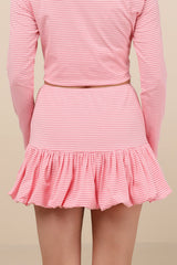 Polly Pink Striped Mini Bubble Skirt