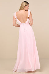 Dreamy Admiration Light Pink Ruffled Maxi Dress