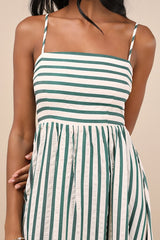 Exceptionally Pristine Green and Cream Striped Cutout Midi Dress