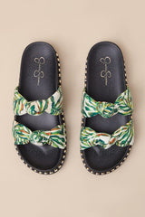 Caralyna Green Multi Rhinestone Slide Sandals