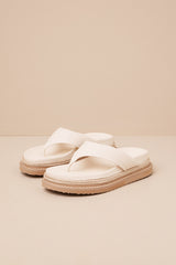 Amaya Bone Raffia Flatform Flip Flops