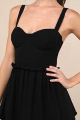 Sophisticated Occasion Black Bustier Lace-Up Maxi Dress