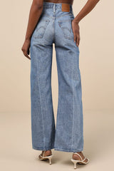 Ribcage Medium Wash Wide-Leg High-Rise Denim Jeans
