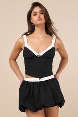 Smith Black Bubble-Hem Mini Skirt