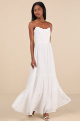 Special Moment White Strapless Bustier Maxi Dress