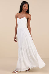 Special Moment White Strapless Bustier Maxi Dress