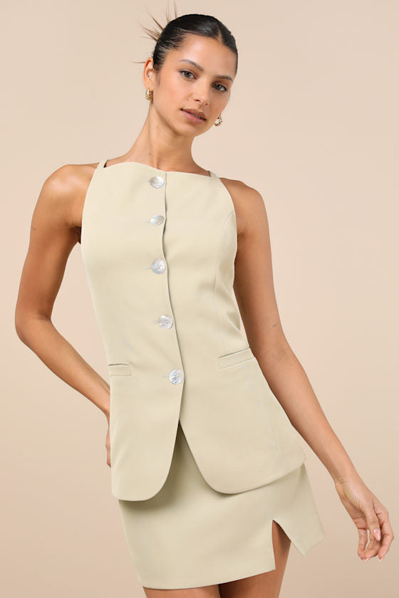 Polished Influence Light Green High-Rise Mini Skirt