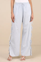 Palila Blue and White Striped Side-Tie Pants