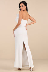 Evening Excellence White Ruffled Strapless Mermaid Maxi Dress
