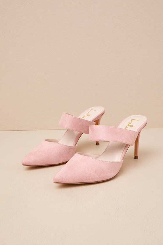 Faire Dusty Rose Suede Pointed-Toe Mules