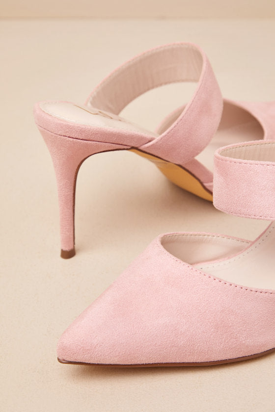 Faire Dusty Rose Suede Pointed-Toe Mules
