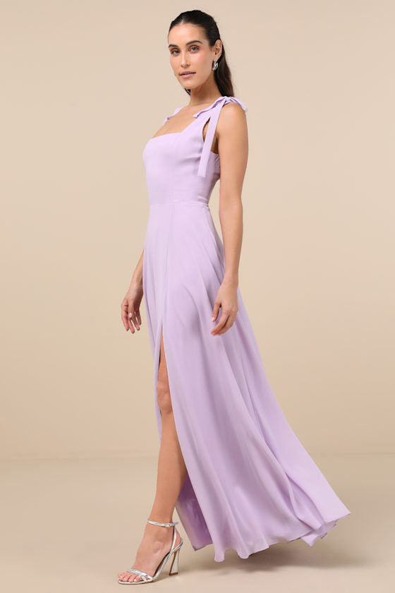 Love Me Forever Lavender Square Neck Maxi Dress