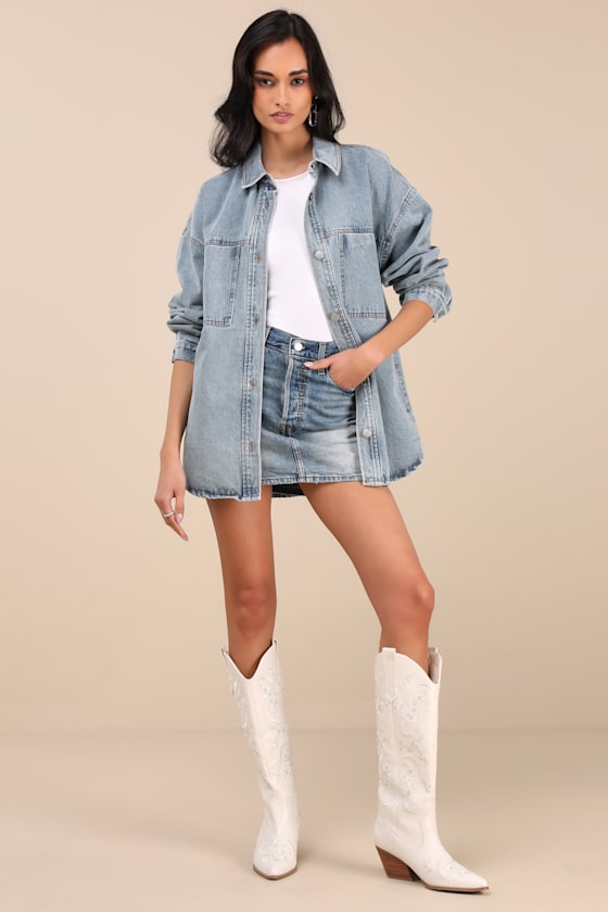 Callahan Light Wash Denim Oversized Shacket