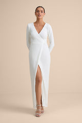 Love Lasts Forever White Sequin Long Sleeve Maxi Dress