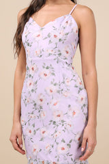 Pure Splendor Lavender Floral Organza Trumpet Maxi Dress