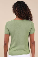 Clean Aesthetic Green Short Sleeve Sweater Top