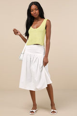 Elevated Staple Lime Green Lurex Cropped Sweater Tank Top