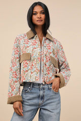 Morrina Beige Multi Floral Jacquard Barn Jacket