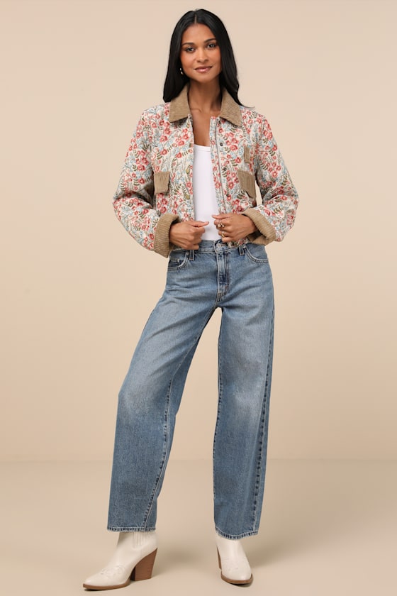 Morrina Beige Multi Floral Jacquard Barn Jacket