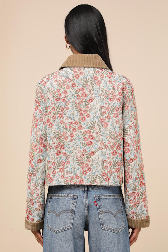 Morrina Beige Multi Floral Jacquard Barn Jacket