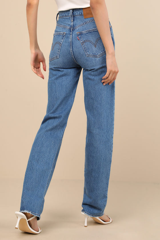 Ribcage Medium Wash Straight Leg High-Rise Denim Jeans