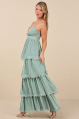 Reed Sage Tiered Lace Maxi Dress