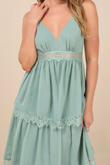 Reed Sage Tiered Lace Maxi Dress