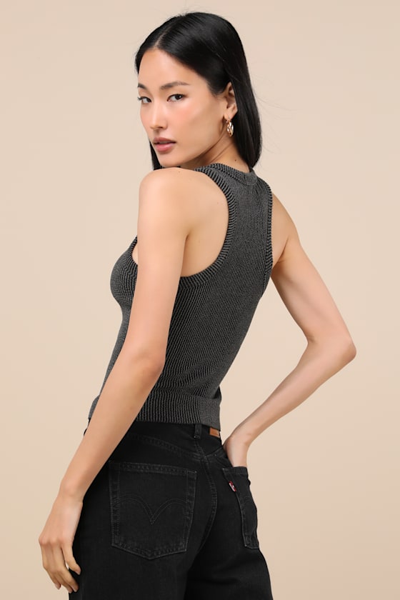 Essential Update Charcoal Ribbed Tank Top